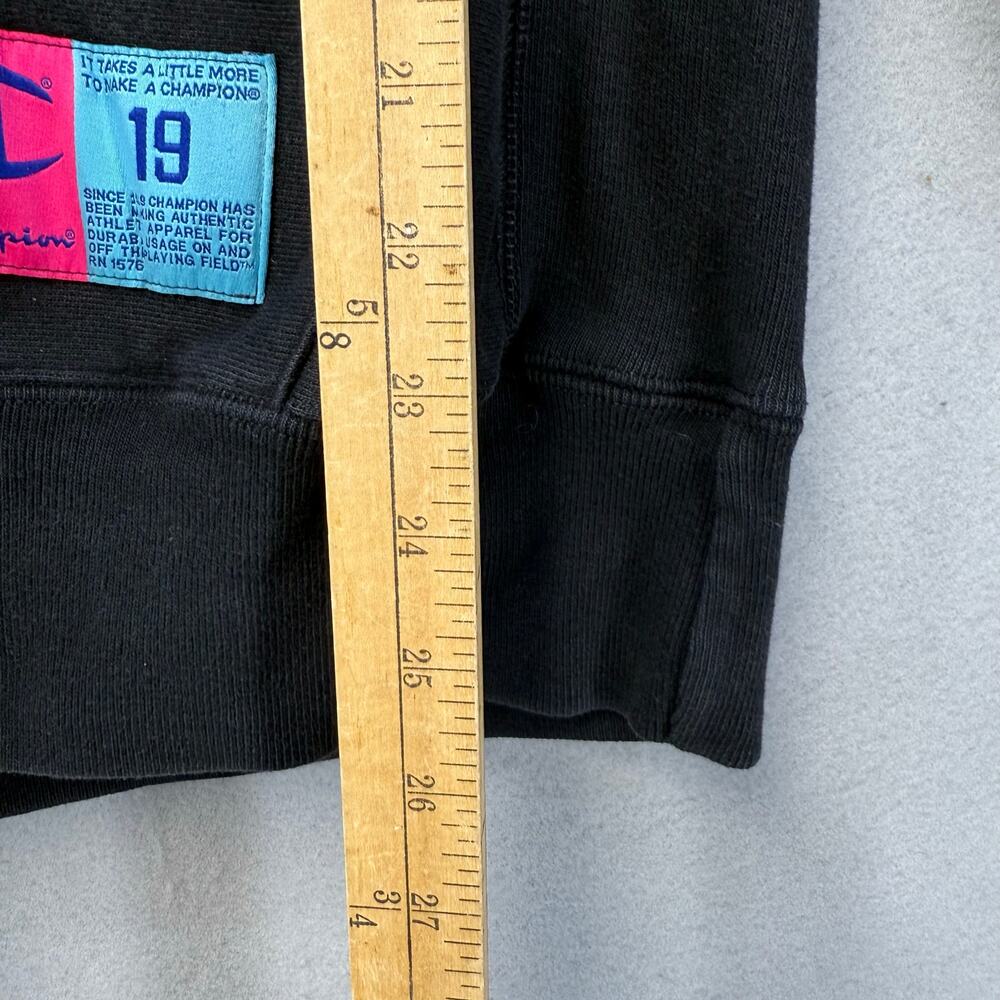 Champion Hoodie Unisex M Black Teal Pink Script Reverse Weave Logo Casual - Picture 11 of 12
